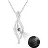 QuanMonei Collana con proiezione di immagini personalizzate Collana con proiezione di immagini in argento sterling 925 con foto all'interno, Collana con ciondolo con foto in 100 lingue, regali per fidanzata