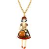 amorili Collana Bambolina Donna in Bronzo Dorato con Smalti Colorati - Ciondolo Elegante e Originale - Gioiello Moda Idea Regalo per Lei