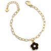 OPSOBJECTS Bracciale da Donna del Brand Ops della Collezione Bloom. Gioiello Realizzato in Oro Giallo e Smalto con Pendente a Forma di Fiore di Colore Nero. La referenza è OPSBR-825
