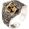 ForFox Anello teschio d'oro anello mignolo in argento sterling 925 con fleur de lis per uomo ragazzo taglia M regolabile