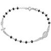 amorili Bracciale Rosario Uomo Donna in Argento 925 con Postine Nere Sfaccettate - Simbolo Cattolico Cristiano di Fede Religioso - Braccialetto Elegante (nero)