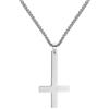 PROSTEEL Personalizzabile Collana Pendente Cindolo di Croce Inversa in Acciaio Inossidabile/Placcato Oro 18K, Catena Regolabile, Hip Hop Punk Rock, Argento (Confezione Regalo)
