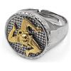 I Gemelli Anello Chevalier Tondo in Argento 925 con Trinacria Dorata Argento