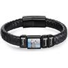 lorajewel Bracciale Personalizzato da Uomo con Nome Bracciale con Foto in Pelle Regalo per Uomo Papà Nonno Marito Fidanzato (Nero-3)