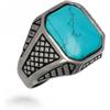 Sakrami Anello da Uomo in argento 925 con Turchese quadrato incastonato (20)