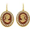 Mokilu' - Gioielli - Orecchini Vintage - Donna - Ottone dorato 24kt - Cammeo e Perle