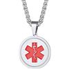 PROSTEEL Emergenza Collana Personalizzata Stella di Vita Rossa Informazioni Persnali Mediche Urgenti, Lunghezza Regolabile, Acciaio Inossidabile, Argento Nero Oro - Incisione Gratis