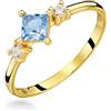 Sakrami Anello Elsa in Oro con Zircone Blu - Misura 20