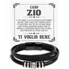 Bramart Bracciale Uomo A mio Zio in Pelle Intrecciata con Acciaio Inox Lucidato di Altissima qualità Idea Regalo per lui Regali Compleanno o Natale Zii da nipote - Cofanetto con DEDICA incluso (Caro Zio)