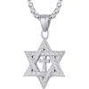 Richsteel Collana da Uomo Stella di David Collana con Esagramma Pendente Magen Intrecciato Religioso Catena Regolabile 55+5 cm Acciaio Inossidabile Gioielli Amuleto Religione per Uomini e Ragazzi