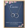 Monily Regalo di compleanno per cugini delicati due cerchi infiniti intrecciati in argento Sterling collana da donna