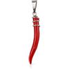 gioiellitaly Cornetto portafortuna in corallo rosso naturale del Mediterraneo e argento 925 ciondolo uomo donna corallo vero lunghezza 4,5 cm circa