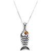Sayers London Ciondolo pendente a lisca di pesce in argento Sterling e Ambra baltica - senza collanina