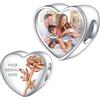 NINGAN Personalized Photo Charms Birth Flower Ottobre Cosmos Beads Argento Sterling Personalizzare Immagine Cuore d'amore per le donne Bracciali e collane Regali per le ragazze