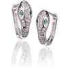 Sakrami Orecchini Donna Sakrami in Argento 925 Testa di Serpente Dorati o Rodiati con Zirconi Bianchi e Verdi - Scatola Personalizzabile con Dedica Incisa - Idea Regalo per Anniversario Compleanno (Rodiato)