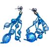 LE GEMME DI VENEZIA Orecchini in Vetro di Murano, Blu Multi-Filo con Perle in vetro