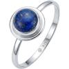 mantraroma Anello da donna in argento 925 con pietra preziosa lapislazzuli blu semplice e moderno