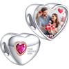 NINGAN Personalized Photo Charms Cuore Perline Argento Sterling Personalizzare Immagine Amore per le Donne Bracciali e Collane Regali per Ragazze