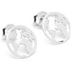 WearTravelers Orecchini a forma di Mappamondo a lobo in Argento 925 - Idea Regalo per Viaggiatori - Prodott Made in Italy - Modello Bogotà (Argento)