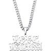INBLUE Nome Personalizzato Collana Ciondolo Piatto per Uomo Donna Personalizzato Grande Lettera Iniziale Numero Collane con Catena Curb/Corda Catena Gioielli Hip Hop(A2: Lettera Argento 2 Righe)