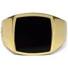 Sprezzi Fashion Sprezzi anello gioiello maschile oro in argento sterling 925 anello castone placcato oro 18k con pietra naturale onice nera | Dalla Germania gioielli da uomo in argento massiccio con cofanetto regalo