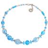 VENEZIA CLASSICA - Collana da Donna girocollo con perle in Vetro di Murano Originale, Collezione Diana, Azzurro con foglia in Argento, Made in Italy certificato
