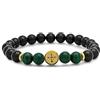 PATRICIA TRENDY - Bracciale MEDALLA CRUZ SAN BENITO tormalina nera e malachite - Bracciali energetici per donna e uomo - Filo elastico con sfere da 8 mm - Amuleto contro le cattive energie, 19,50 cm