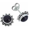 mantraroma orecchini a bottone in argento 925 con onice e pietra nera, orecchini con pietre preziose in vero argento sterling da donna, regalo