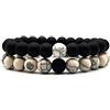 KARDINAL WEIST howlite onice bracciale yin yang, perle di gemma, gioielli in pietra naturale, braccialetto di amicizia (L, partner bracciale)