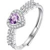 Generico Anello Di Fidanzamento In Argento Sterling 925 Per Donna Con Taglio A Cuore Naturale, Ametista/Citrino/Topazio/Peridoto/Rubino, Regolabile, Zircone Cubico, Fede Nuziale Con Promessa, Ametista