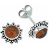 mantraroma orecchini a bottone in argento 925 con corniola arancione e pietra preziosa rossa, orecchini in vero argento sterling da donna, regalo