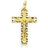 Inmaculada Romero IR Ciondolo in oro 18k con croce di Cristo crocifisso da 25 mm. Bordi intagliati