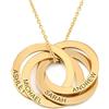 MyNameNecklace MYKA - Collana Personalizzata con Quattro Cerchi Intrecciati Incisi con Nomi - Gioiello Nomi Multipli alla Russa - Argento 925 Placcato Oro 18K - Regalo Custom Festa della Mamma