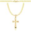 AMAR PRAGNA, collana in oro 925/585 con croce per donna/uomo, intrecciata originale, larghezza 3,8 mm, collana in oro, collana con croce in oro 585, 60 cm, Argento