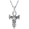 PROSTEEL Collana Pendente Crocifissa di Ankh Croce con Occhio di Horus, Acciaio Inossidabile, Catena Regolabile, Colore Argento, Stile Egiziano, Unisex per Donna Uomo(Confezione Regalo)