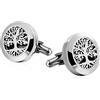 Whoiy Gemelli Uomo, Gemelli Acciaio Inox Argento Albero della Vita Rotondo Forma Regalo Amico Gemelli della Camicia 2x2cm