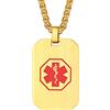 PROSTEEL Emergenza Collana Personalizzata Stella di Vita Rossa Informazioni Persnali Mediche Urgenti, Lunghezza Regolabile, Acciaio Inossidabile, Argento Nero Oro - Incisione Gratis
