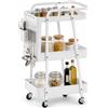 BAKAJI Carrello da Cucina Bianco Acciaio 3 Ripiani Carrellino Salvaspazio 47.5x32x73.5cm