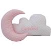 Borda y más Pacco cuscino di luna e nuvola PERSONALIZZATO con NOME. Vari colori disponibili (Rosa/Bianco)