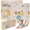 ms babyworld trendy - tappeto gioco per bambini - disponibile in 3 dimensioni a scelta - double-face, tappeto molto imbottito (1 cm) - con borsa per il trasporto. (León/Arcoíris, 200 * 180)