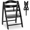 hauck Seggiolone Pappa in Legno Arketa - Seggiolone Evolutivo (Legno Certificato FSC®) dai 6 Mesi - Sedia per Bambini Regolabile, con Barra di Sicurezza e Cintura a 5 Punti - (Blackwashed)