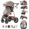 Kakbgee Passeggino Combinato 3-in-1 Urbano Con Seggiolino Auto ECE R129, Regolabile in Altezza, Telaio in Alluminio Morbido Convertibile, per Neonati 0-4 Anni