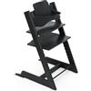 Stokke, Seggiolone Tripp Trapp, nero, con sedia + Baby Set 2 per bambini da 6 a 36 mesi, regolabile, ergonomico e facile da pulire