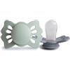 FRIGG Lucky Confezione da 2 ciucci | Ciuccio in silicone | Senza BPA | Prodotto in Danimarca | Ciuccio simmetrico | Sage/Great Gray (Taglia 1 (0-6 Mesi))