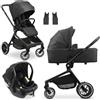 hauck Set Passeggino 3in1 Move N Care con Seggiolino Drive N Care - Trio Passeggino Neonati fino a 22 kg con Sospensioni e Seduta Reversibile - (Nero)