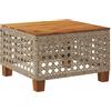 vidaXL Tavolo da Giardino Beige 55x55x36 cm Polyrattan e Legno Acacia, Tavolo da Esterno, tavolino da Giardino, Tavolo da Giardino in Rattan PE