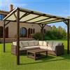 TheGoodGarden Pergola in Legno 3×4 m Nuvola - Colore Noce, con Copertura Ombreggiante Avorio - Pino Impregnato in Autoclave - Kit Montaggio Incluso - Struttura da Giardino Resistente