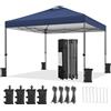 Yaheetech Gazebo Pieghevole da Giardino Esterno Resistente 3x3 m Gazebo Telescopico con Sacca di Trasporto in Ferro e Tessuto Oxford per Mercato Fiera Manifestazioni Sagra Campeggio Spiaggia Blu Navy