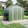 Parama Casetta Da Giardino In Acciaio Zincato 2,56x2,56xh2,16m, 6,55mq, Deposito Attrezzi con Tetto Spiovente, Porta Battente (Verde)