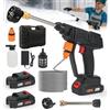 E-Greetshopping Idropulitrice senza fili, idropulitrice portatile da 21 V con 2 batterie, ugello regolabile 5 in 1, idropulitrice portatile senza fili per auto, giardino, pistola elettrica ad alta pressione con tubo